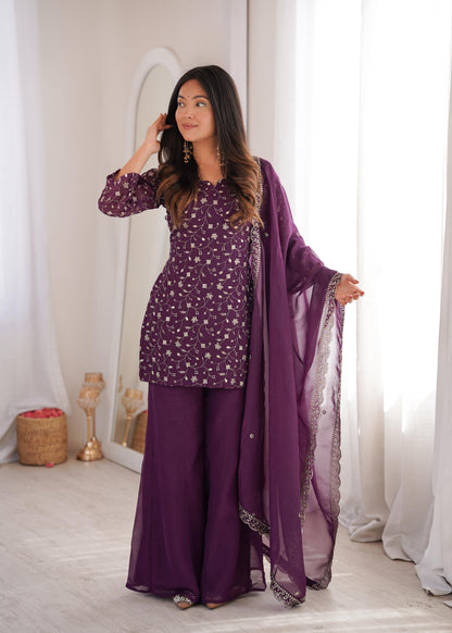 Bell Bottom Style Suit Set – Crunchy Silk Designer Outfit