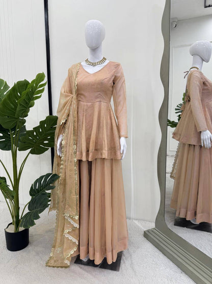 Premium Mukesh Organza Sharara Set