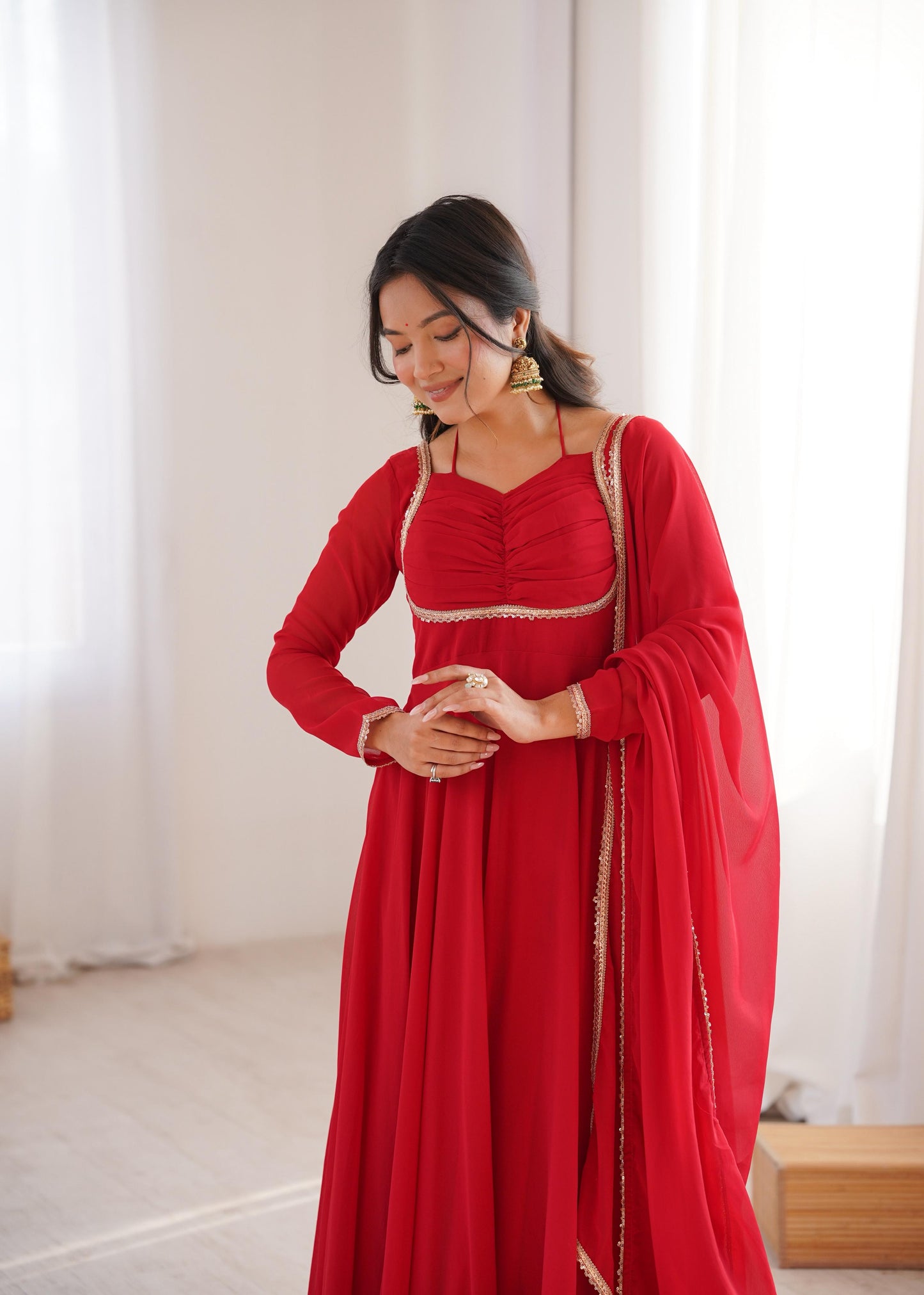 Premium Fox Blooming Georgette Anarkali Gown Set