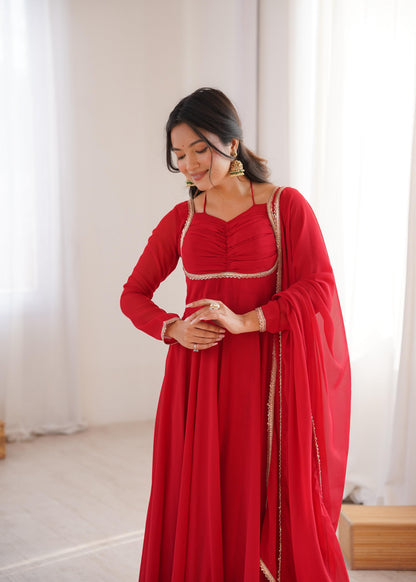 Premium Fox Blooming Georgette Anarkali Gown Set