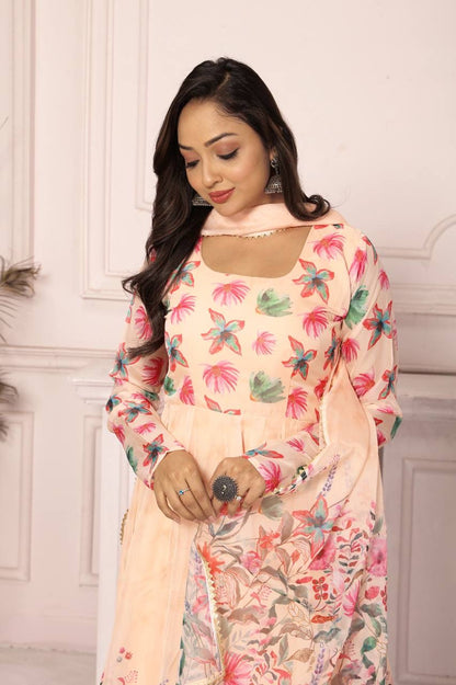 Tebby Silk Floral Anarkali Set
