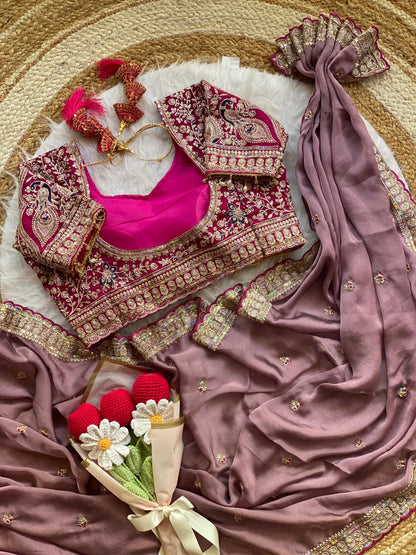 Peacock Collection Saree – Two Tone Rangoli Silk with Heavy Work
