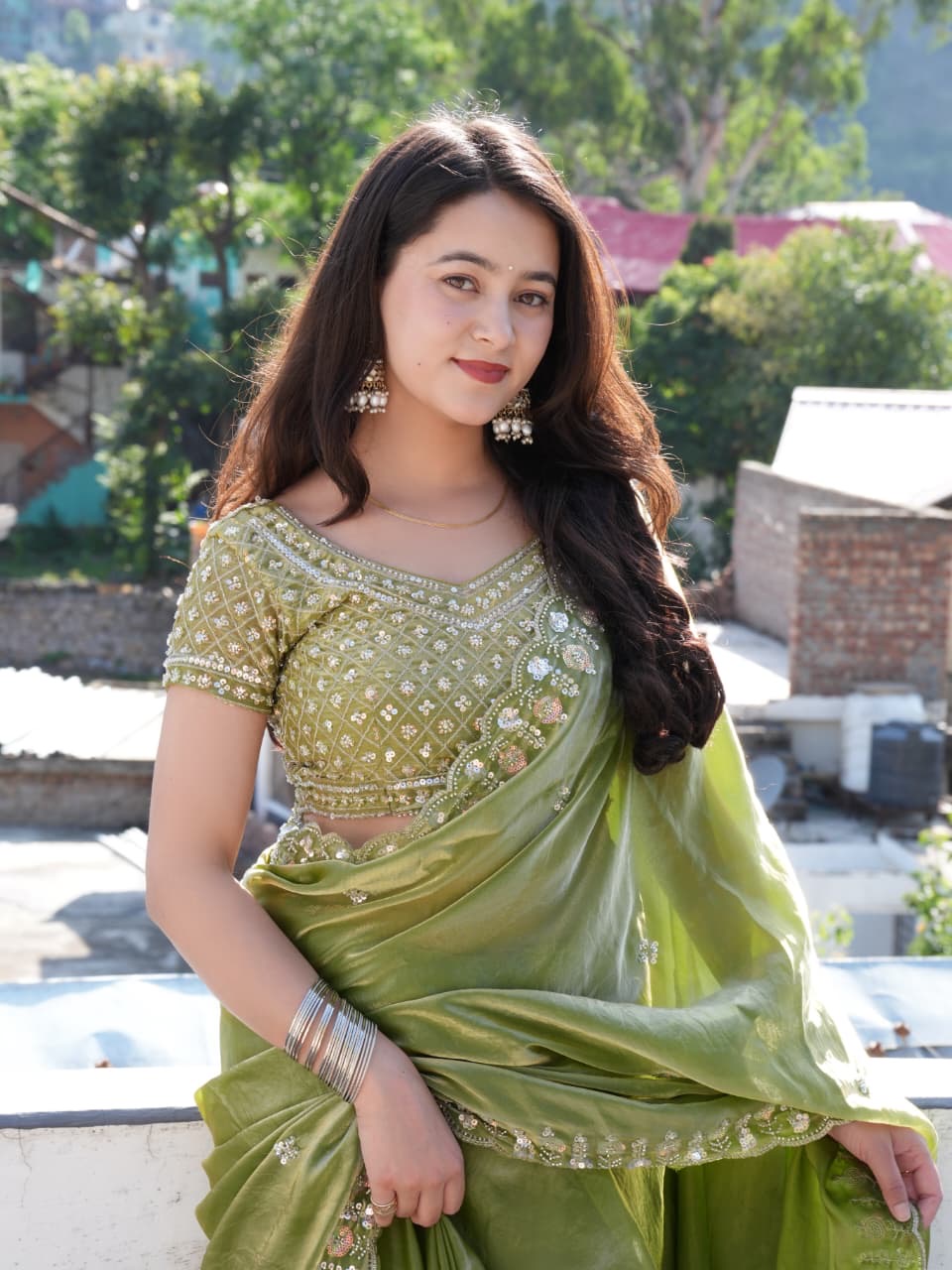 Crystal Grace Beads Saree