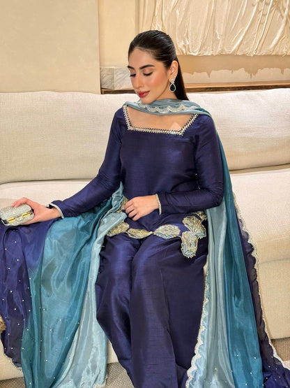 Farshi Style Suit Set – Crepe Fabric with Designer Dupatta
