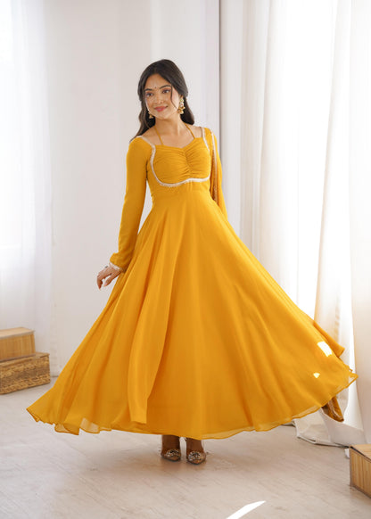 Premium Fox Blooming Georgette Anarkali Gown Set