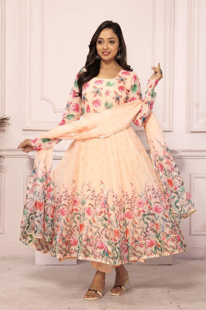 Tebby Silk Floral Anarkali Set