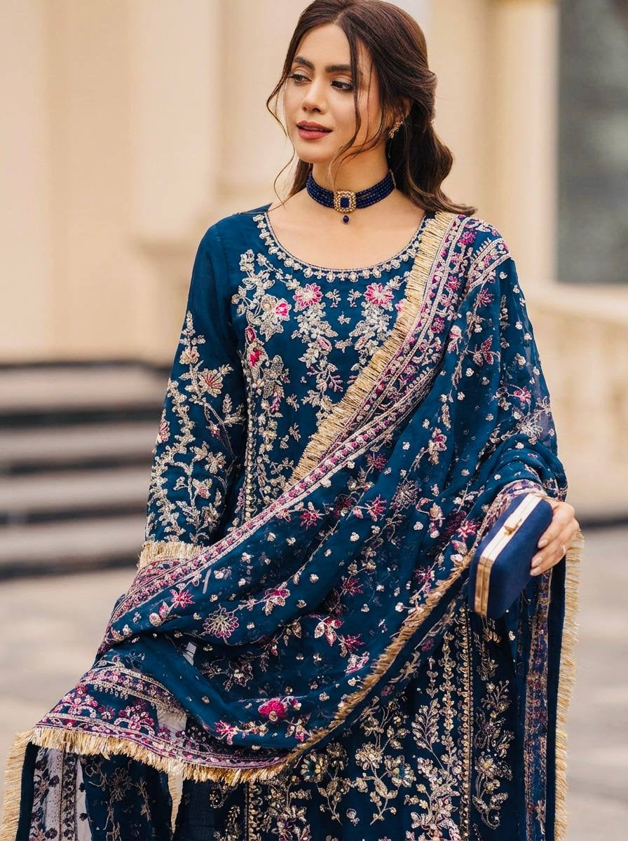 Royal Heavy Embroidered Sharara Suit with Dupatta