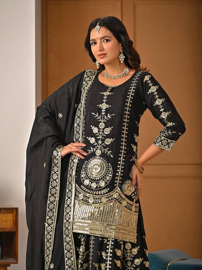 Designer Party Wear Top Sharara Palazzo Set