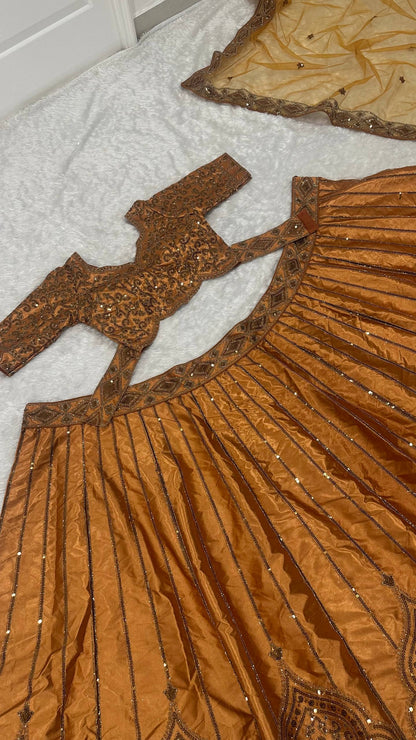 Vintage Grace Satin Silk Lehenga Set