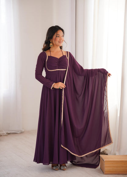 Premium Fox Blooming Georgette Anarkali Gown Set