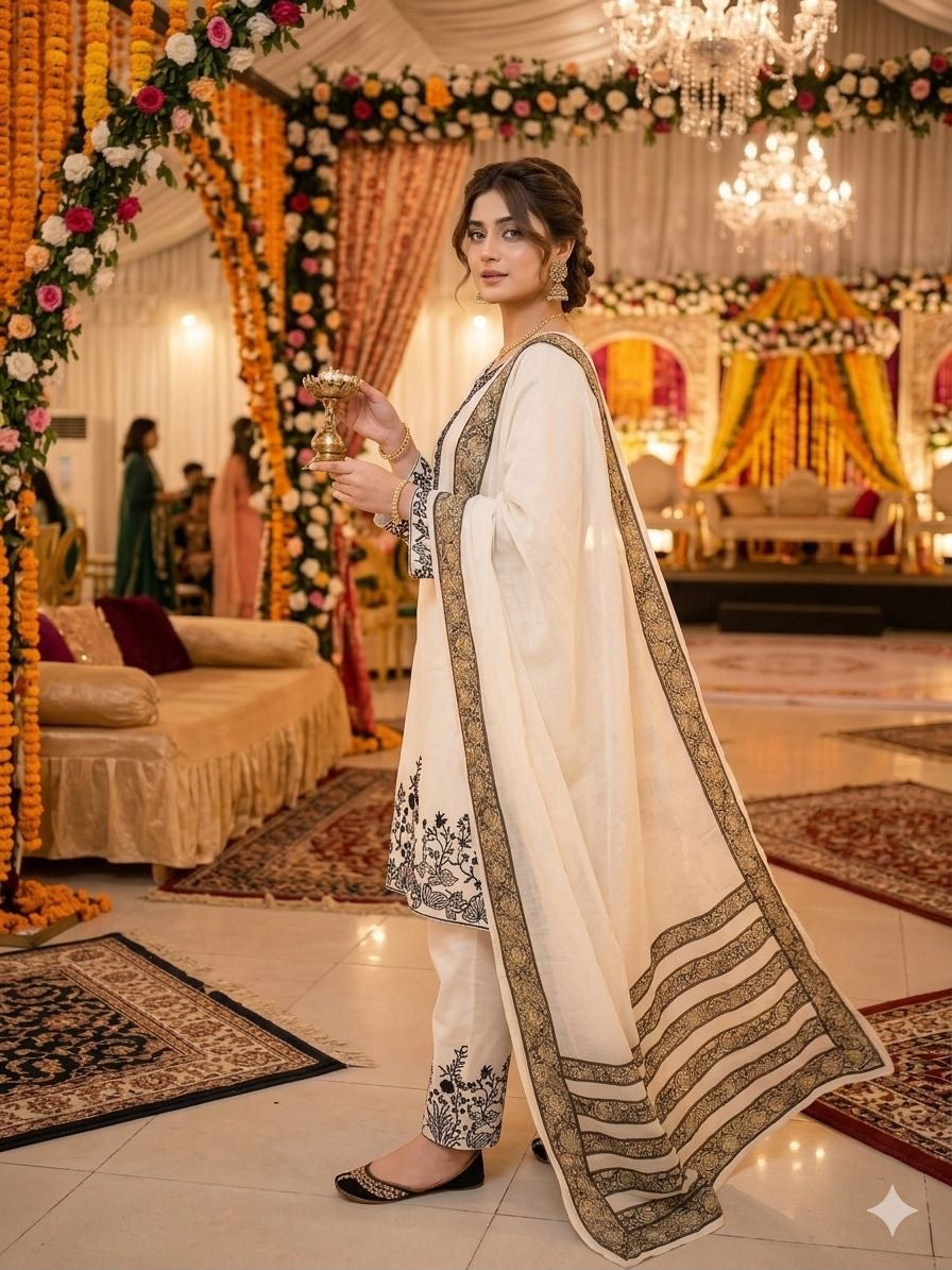 Mirror Magic Salwar Set – Rayon Embroidered Elegance
