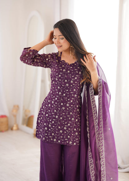 Bell Bottom Style Suit Set – Crunchy Silk Designer Outfit