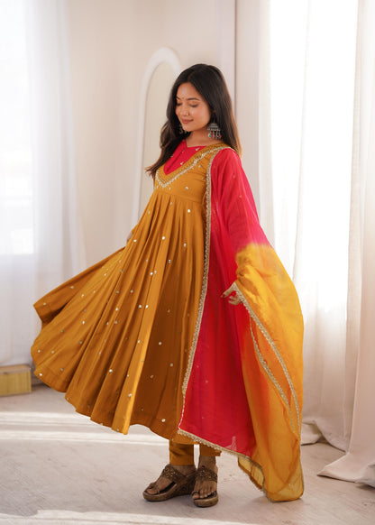 Shine & Twirl Anarkali Set – Mirror Work Designer Look