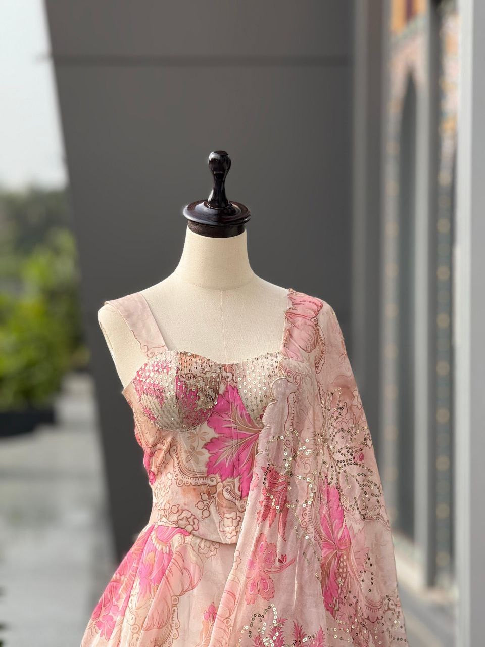 ELEGANT FLORAL PRINT LEHENGA SET