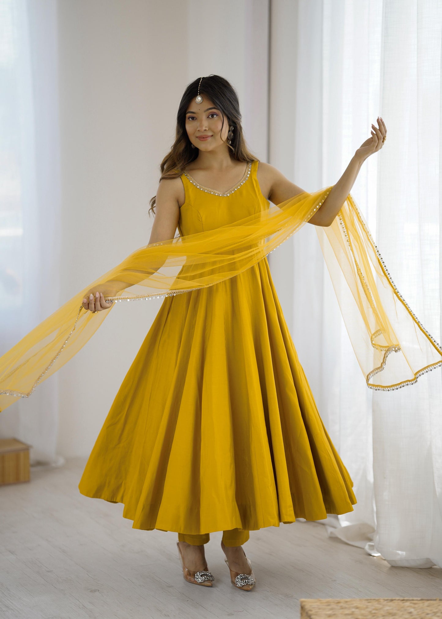 Roman Silk Chanderi Anarkali Set