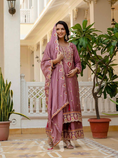 Kurti & Plazzo Set With Dupatta