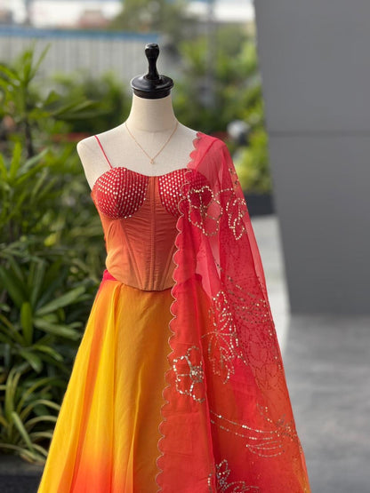 Celeste Glow Designer Corset Lehenga Set