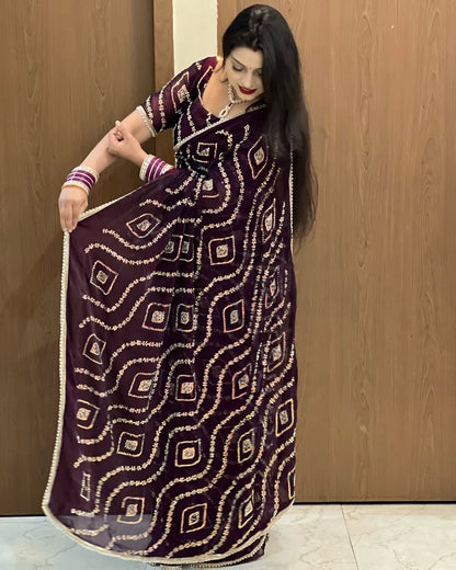 Pure Fendy Satin Silk Handwork Party Wear