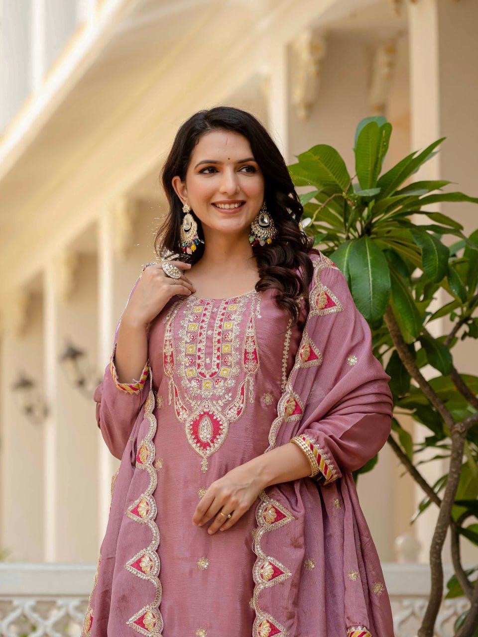 Kurti & Plazzo Set With Dupatta