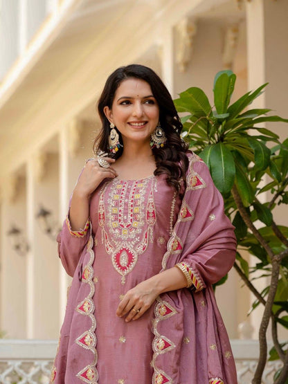 Kurti & Plazzo Set With Dupatta