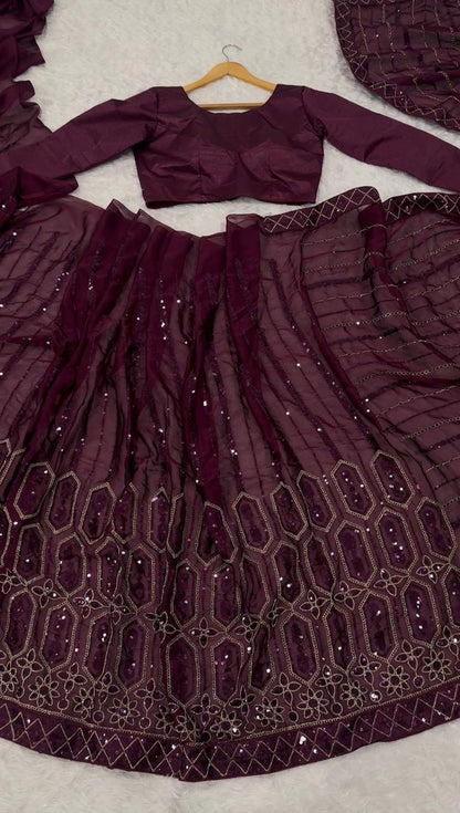 Royal Kasturi Silk Saree with Sequins & Dori Work