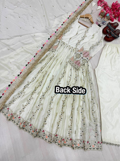 Sheesha Silk Gown Set – Heavy Embroidery Party Wear