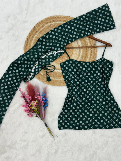 Boho Bandhej Co-Ord – Sleeveless Kurti with Jacket Top