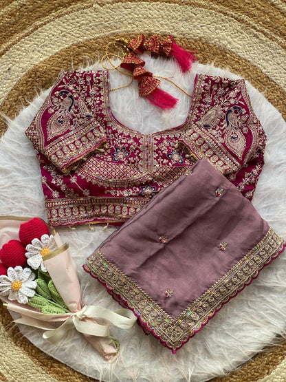 Peacock Collection Saree – Two Tone Rangoli Silk with Heavy Work