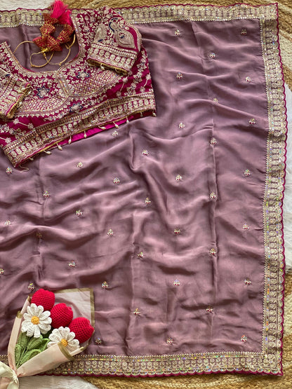 Peacock Collection Saree – Two Tone Rangoli Silk with Heavy Work