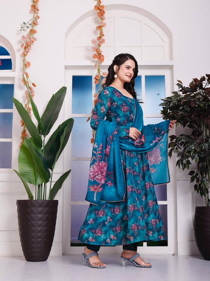 Floral Faux Georgette Anarkali Set
