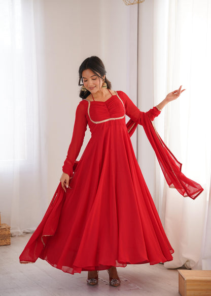 Premium Fox Blooming Georgette Anarkali Gown Set