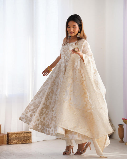 Banarasi Jacquard Dola Silk Anarkali Suit Set