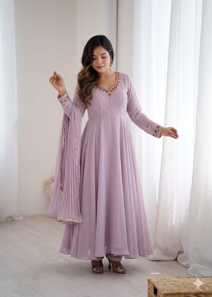 Royal Twirl Gown – Handwork Neck Designer Set