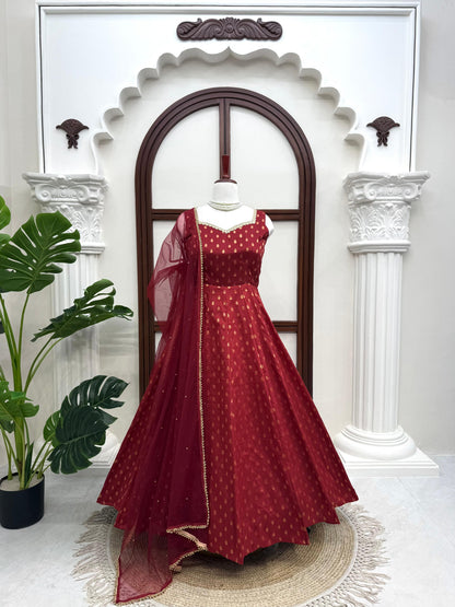 Pearl Charm Anarkali – Jacquard Butti Festive Wear