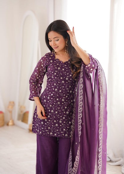 Bell Bottom Style Suit Set – Crunchy Silk Designer Outfit