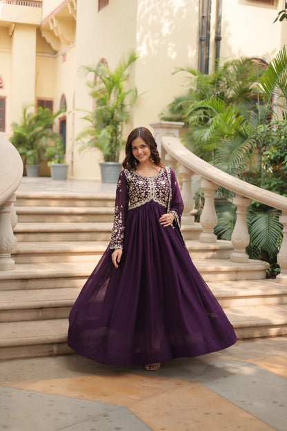 Simple Party Gown – Stylish Embroidered Outfit