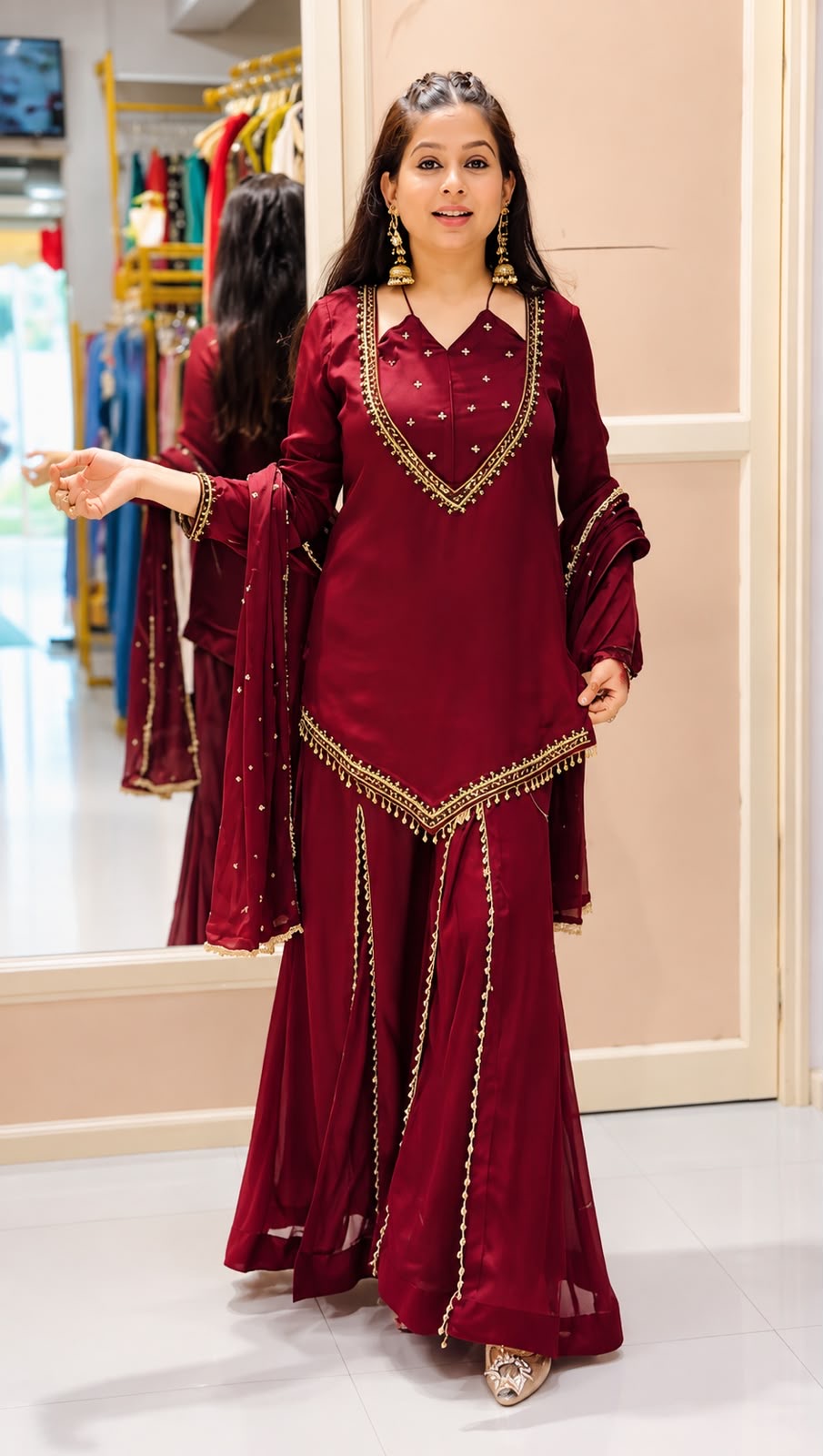 Mirror Moti Palazzo Set – Roman Glass Designer Wear