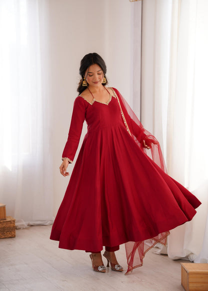 Roman Silk Chanderi Anarkali