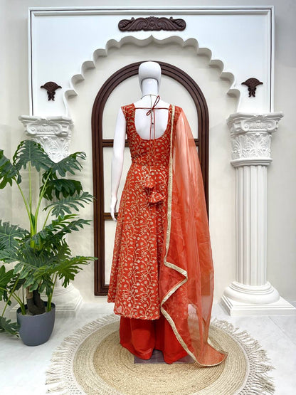 Elegant Gown Plazzo Set – Faux Georgette Festive Wear