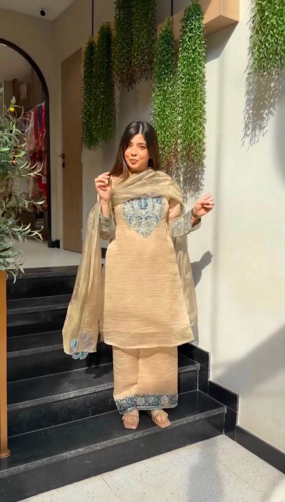 Festive Flair Palazzo Set – Premium Salsa Silk Wear