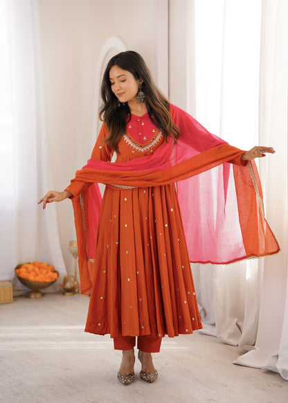 Shine & Twirl Anarkali Set – Mirror Work Designer Look