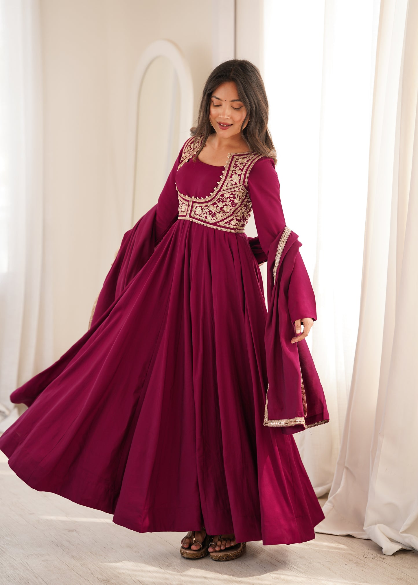 Royal Jacket Anarkali – Roman Silk Chanderi Luxe Set