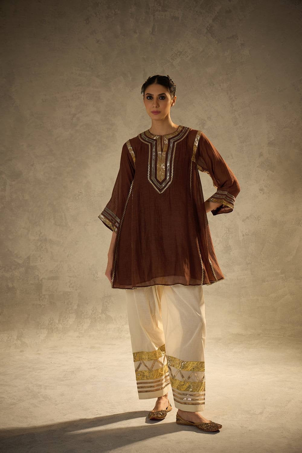 Celebrity Inspired Chinon Co-Ord Set with Fancy Gota Patti Work