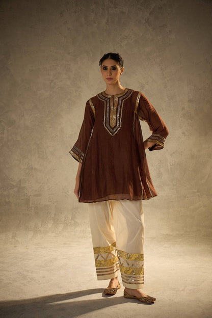 Celebrity Inspired Chinon Co-Ord Set with Fancy Gota Patti Work