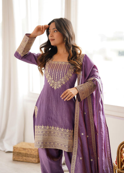Royal Yoke Farshi Suit – Dori & Sequence Work Collection