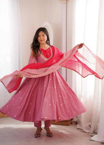 Shine & Twirl Anarkali Set – Mirror Work Designer Look