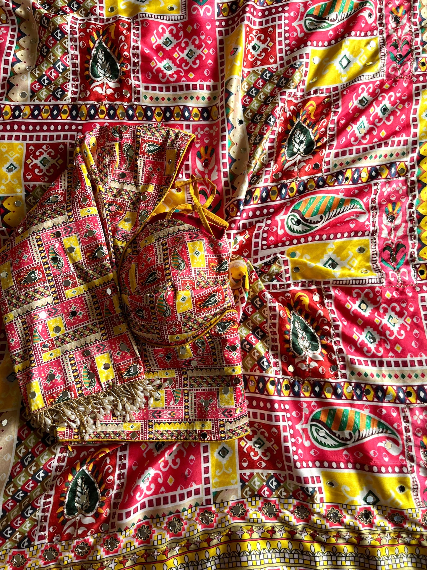 Glam Look Saree – Japan Satin with Aari & Mirror Work