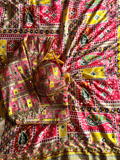 Glam Look Saree – Japan Satin with Aari & Mirror Work