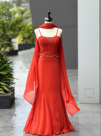 Flare Fish Cut Lehnga