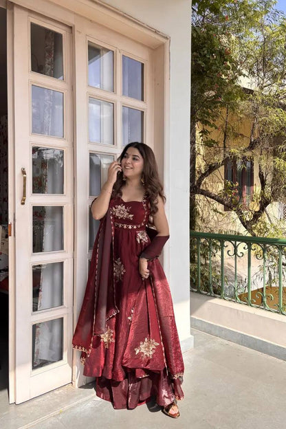 Flowy Flair Anarkali Set – Fendy Silk Embroidered Suit